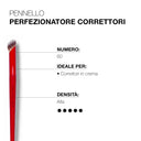 Pennello perfezionatore correttori 60: Pennello rosso angolato con testo in italiano che indica il numero 60, ideale per correttori in crema e offre copertura modulabile. L’alta densità 5 punti garantisce un’applicazione precisa ed è indicato come “Perfezionatore Correttori”.