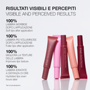 Four tubes of Diego dalla Palma’s Peptize My Lips - Burro Labbra con Peptidi Volumizzante Idratante are shown in pink shades, with Italian and English text highlighting softness, fullness, plumping effect, texture, and hydration.