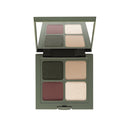 Showtime Secrets - Palette Ombretti è una palette occhi aperta con specchio, che contiene quattro tonalità versatili: shimmer verde scuro, bordeaux opaco, beige opaco e champagne perlato, tutte elegantemente disposte in un compatto quadrato verde.