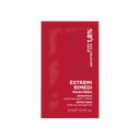 Rectangular red sample packet of Maschera Riparatrice 8ml hair repair mask with white text detailing product name and volume.