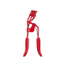 Il Piegaciglia rosso, un piegaciglia rosso con manici curvi e meccanismo a molla, si erge su uno sfondo bianco.