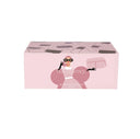 A pink rectangular box labeled “Time Control Kit” features an abstract illustration of a stylish woman alongside the text “TIME CONTROL” and “Diego dalla Palma MILANO” on the front. The lid is adorned with a pattern of overlapping makeup items, reflecting the essence of this crema antietà globale kit for timeless beauty.