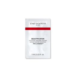 A sachet of Diego dalla Palma Milano Concentrato Essenziale Universale sample, labeled PRO-LONGEVIA™, with a red stripe and black text on a white background. Size: 2 ml.