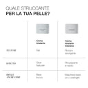 A confronto in italiano mostra due creme skincare nei vasetti, con dettagli su texture, effetti e usi ideali: una crema gel viso per un naturale glow, perfetta come base trucco idratante; e la Crema Idratante viso ricca per nutrimento intenso, ideale anche come maschera notte.